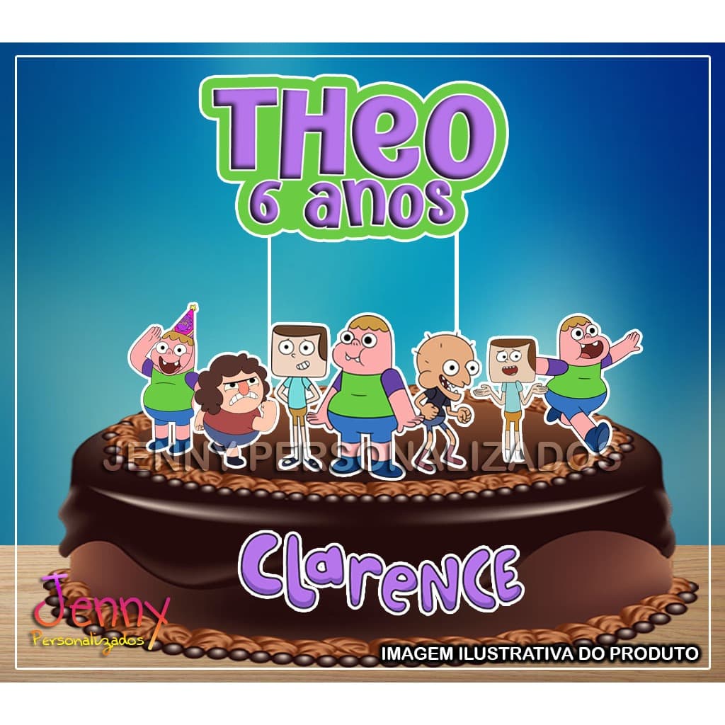 Topo Topper de Bolo Clarencio o Otimista PERSONALIZADO