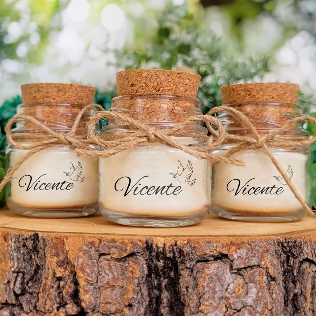 Vela artesanal mini personalizadas kit com 100 unidades