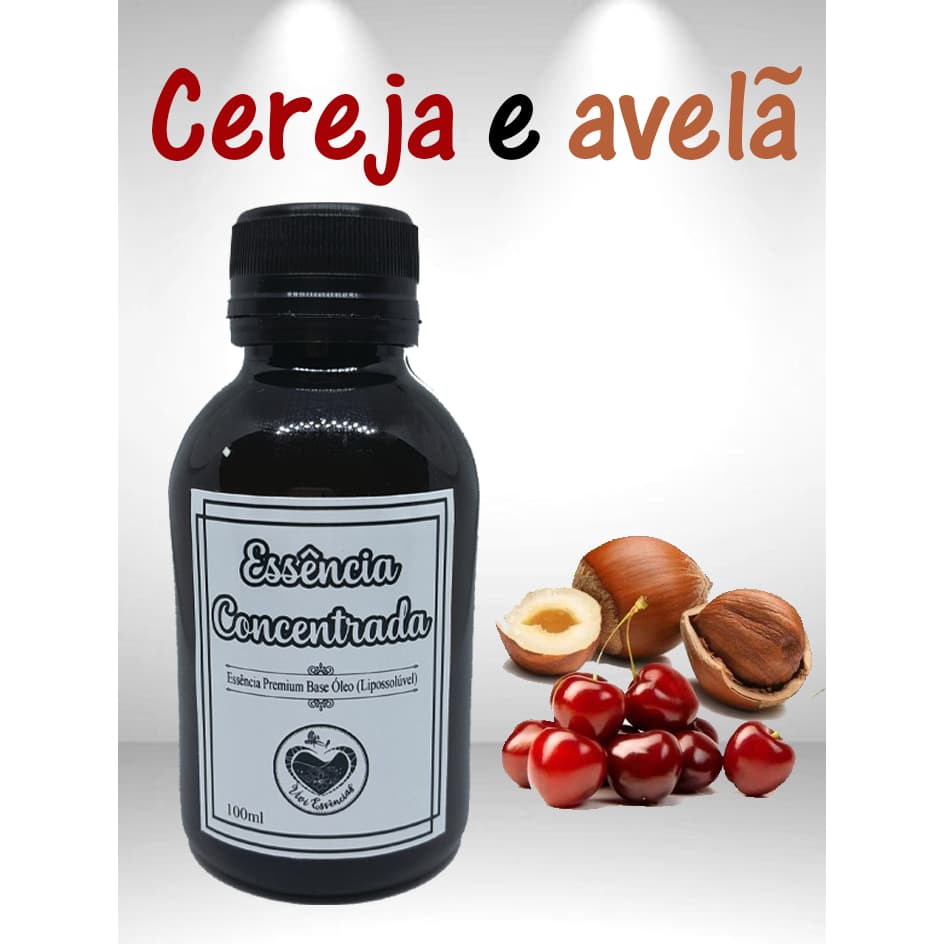 Essência Cereja e Avelã Concentrada 100ml Base Óleo Perfumaria Aromatizadores Difusores Saboaria