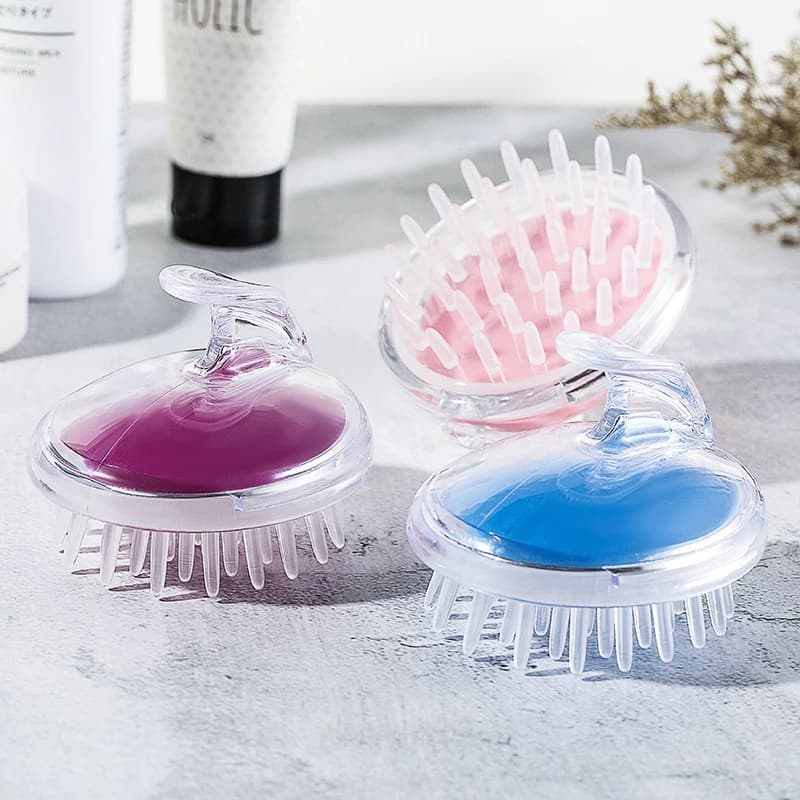 Escova Massageadora Couro Cabelo para Lavar os Cabelos de Silicone Transparente 洗头梳