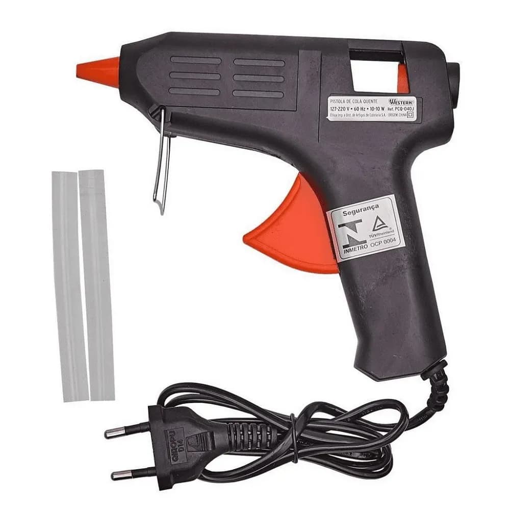 Pistola Cola Quente Pequena 10w + 2 Bastões de Cola - BARCELONA
