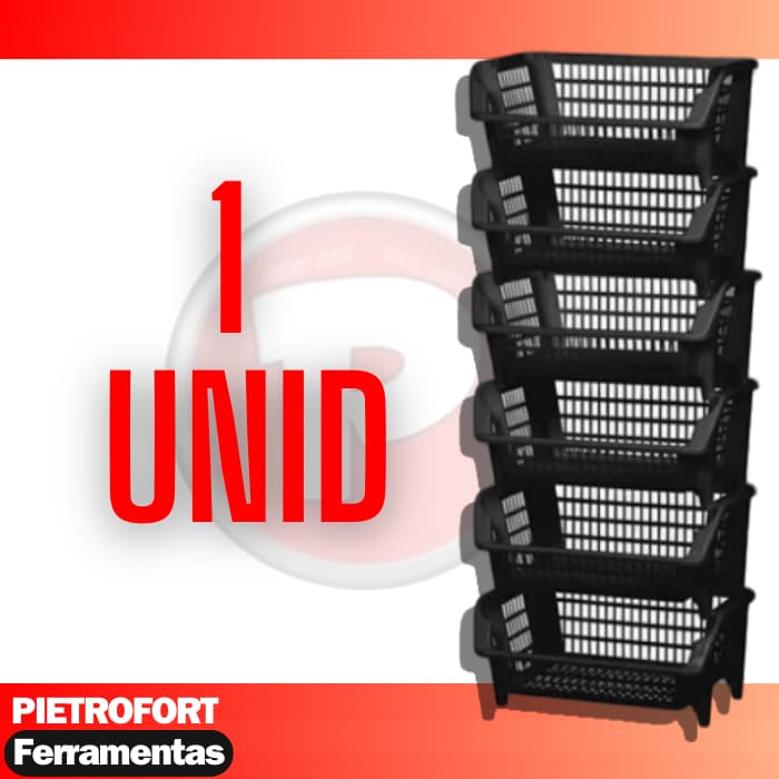 Cestos Empilháveis Expositor Organizador Gondola Preto - 1 Unidade Cesto Empilhável Promoção