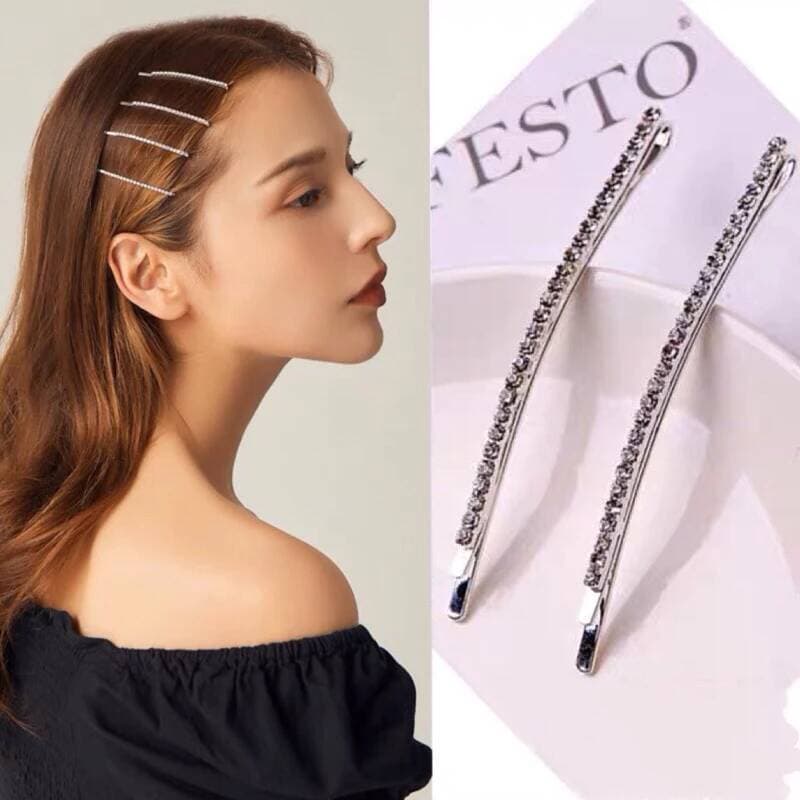Kit 2 acessórios grampo de cabelo femininos com presilhas de strass