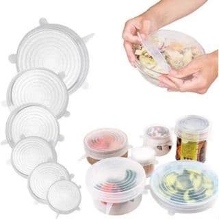 Kit 6 Tampas Silicone Fechar Panela Pote Universal Flexível