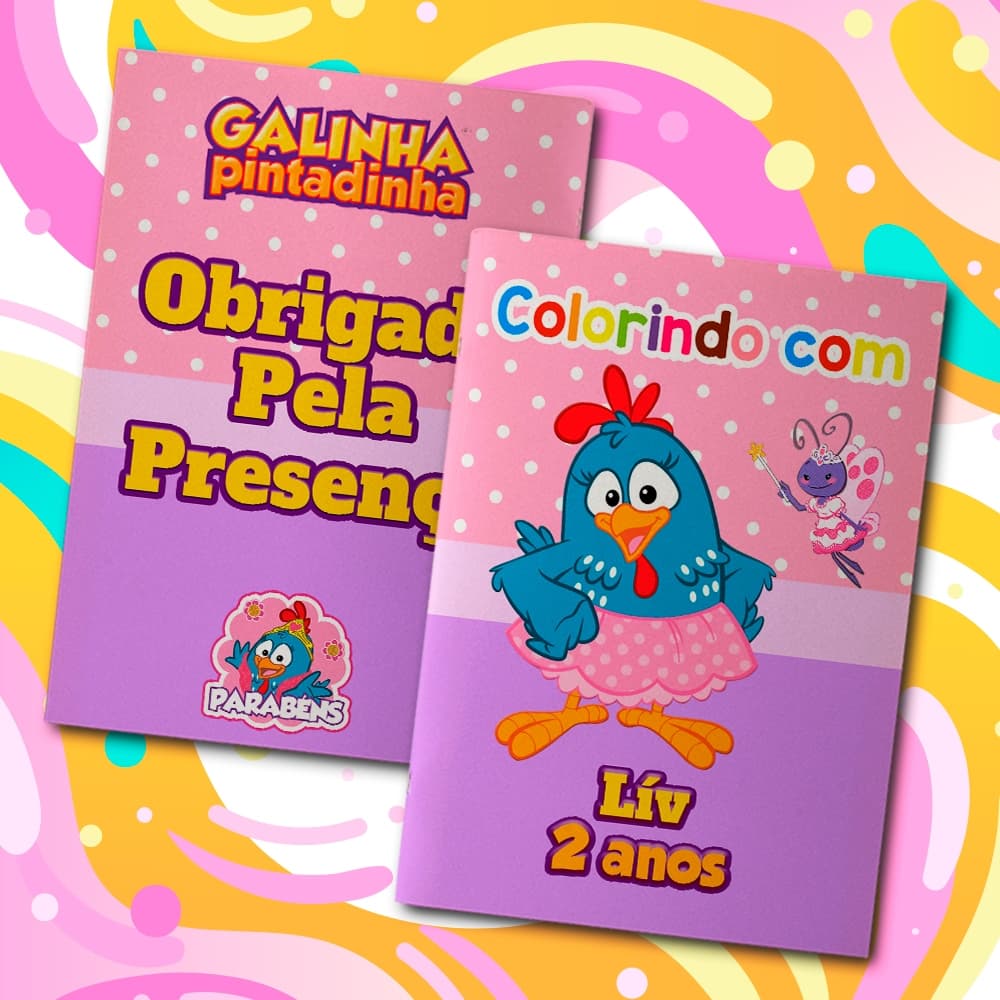 Livreto 8 Paginas Para Colorir Festa Infantil Tema Personalizado Galinha Pintadinha Rosa Livrinho