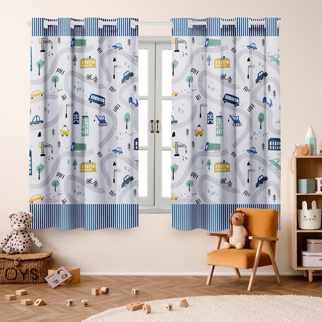 Cortina Infantil Tema Pista Carrinho 2,00 X 1,50 (Quarto, Janela, Decoração, Criança)