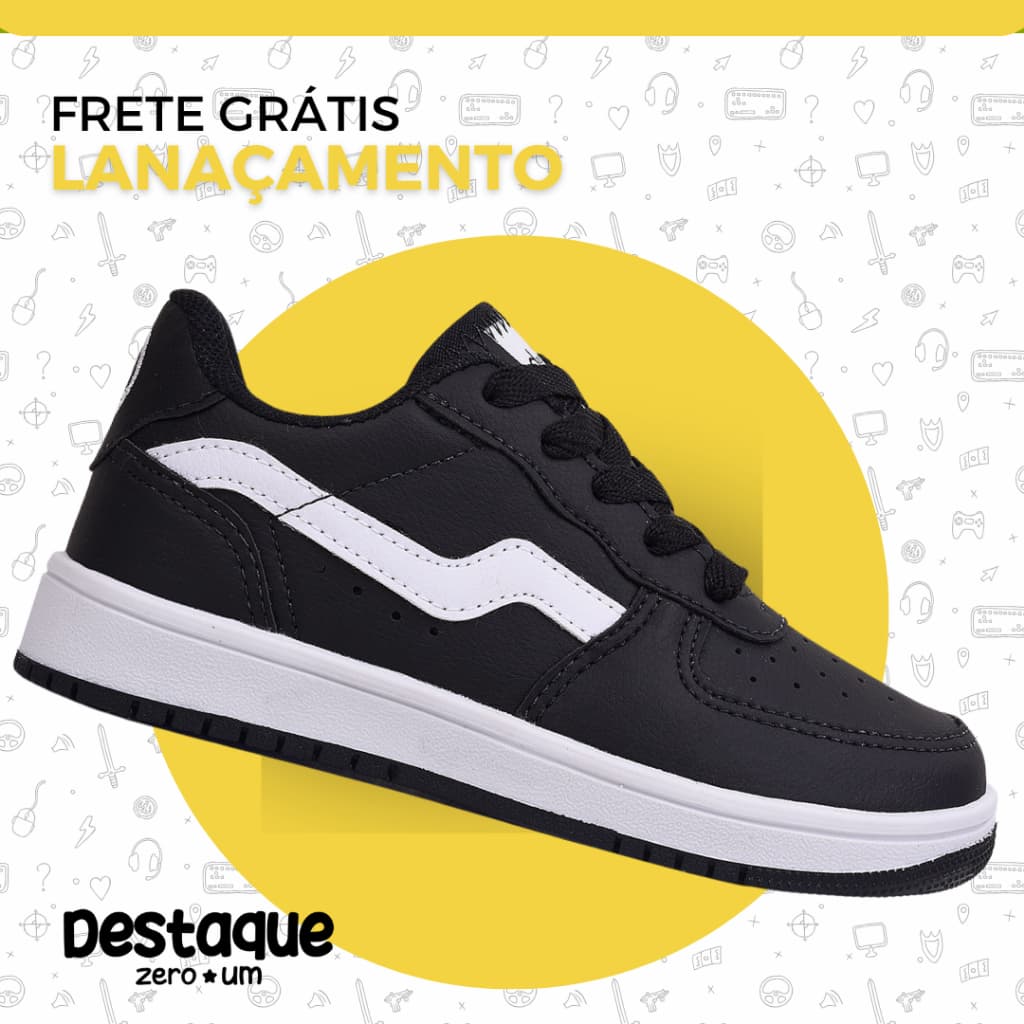 Tênis Feminino casual Infantil menina escolar juvenil Preto barbie DZU
