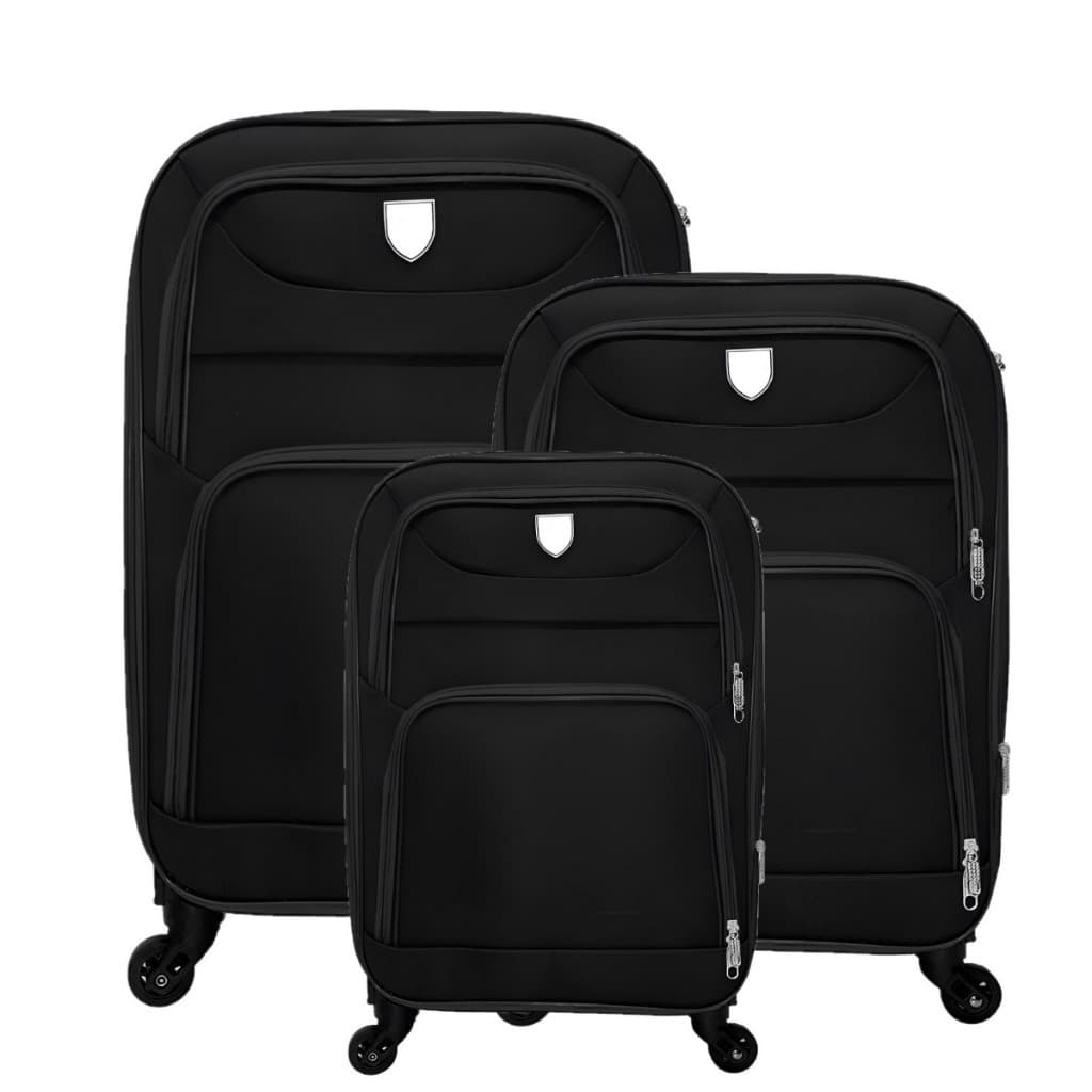 Conjunto 3 Mala Tecido De Bordo Viagem Nacional Internacional Com 4 Rodas 360º Com Trava De Encaixe , Cadeado Embutido , Extensor Extra