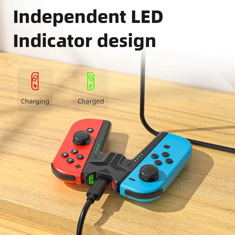 Suporte p/ Controle Nintendo Switch V1 V2 e Oled JoyCon em V com entrada para carregamento tipo C