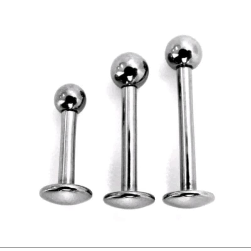 Kit 3 Piercing Labret Prata Tragus Orelha Conch Boca Aço Cirúrgico 6mm 8mm 10 mm