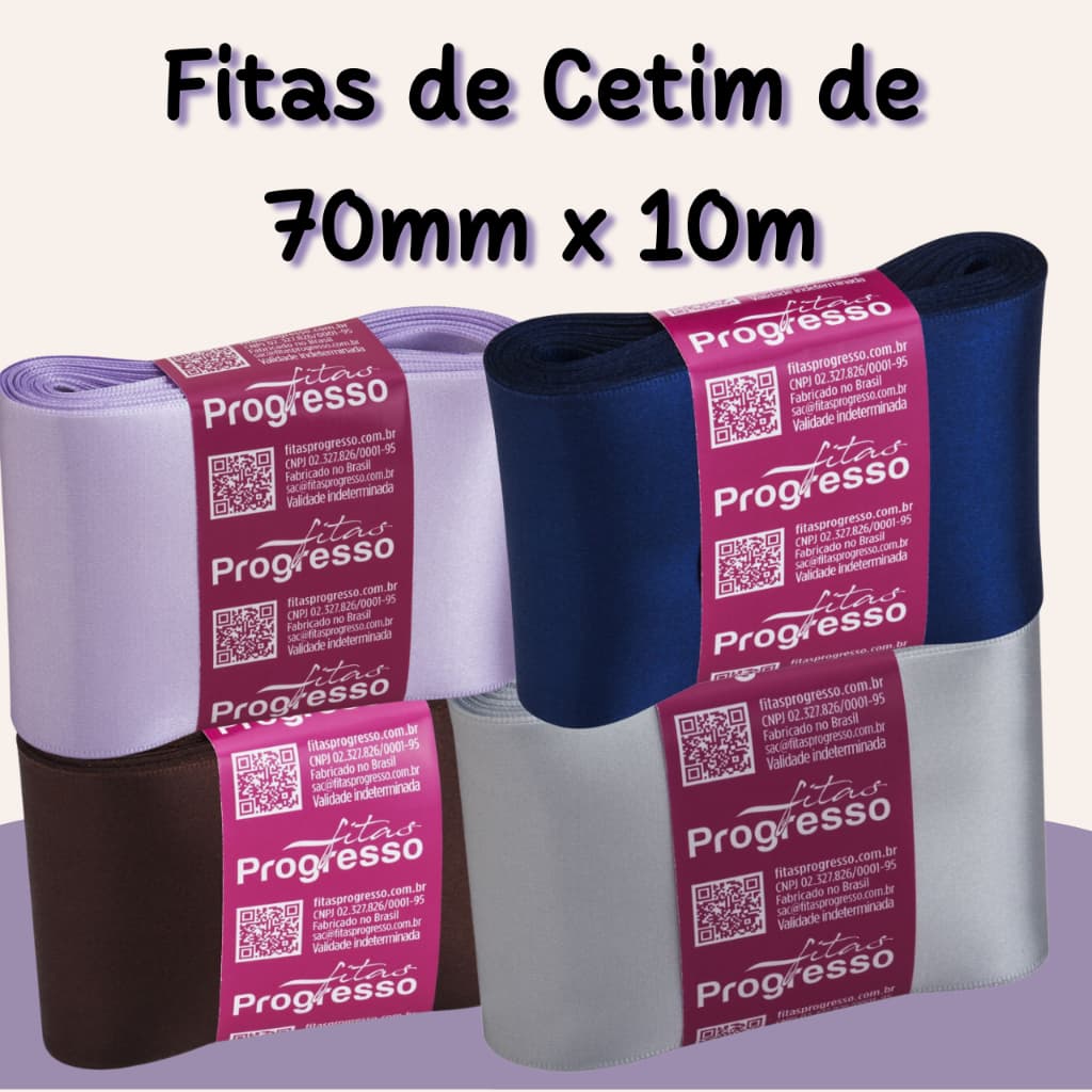 Fitas de Cetim Grande 70mm x 10m - Progresso - 01 unidade