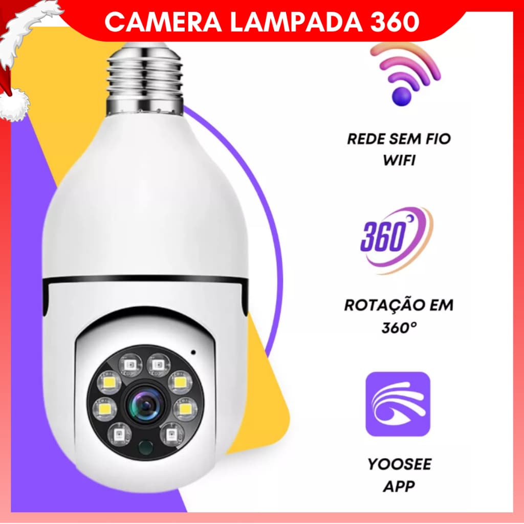 Câmera Segurança Lâmpada camera wifi 360 Ip Hd Visão Noturna