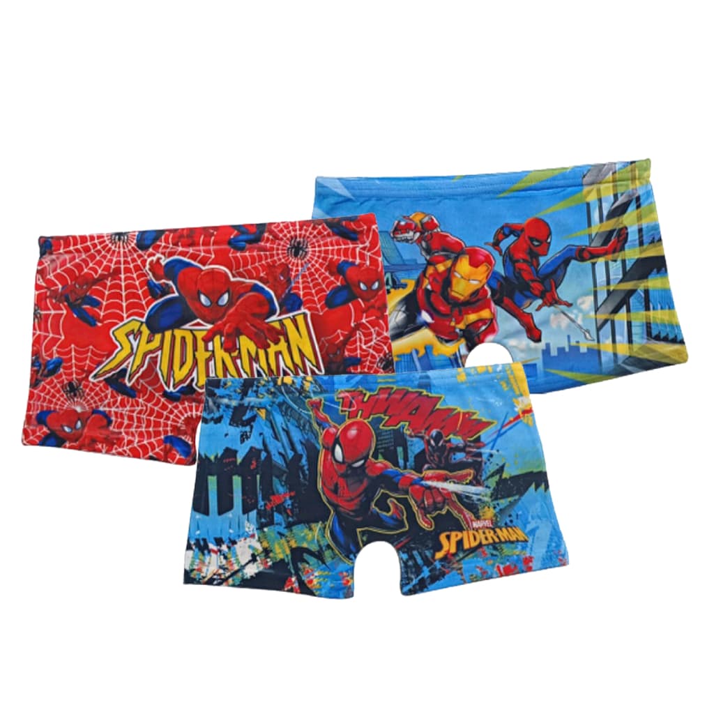 Kit 3 Cueca Box Boxer Infantil Estampada Homem Aranha Menino Criança Masculino Microfibra Spider Man