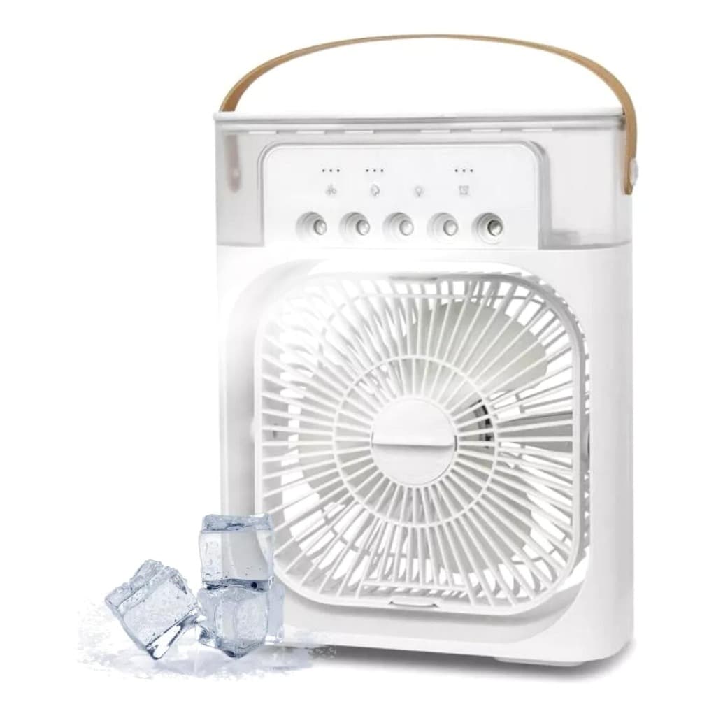 Mini Ar Condicionado Climatizador Umidificador Ventilador Portátil USB Led Quarto Sala Escritório Mesa Reservatório 600ml Alça
