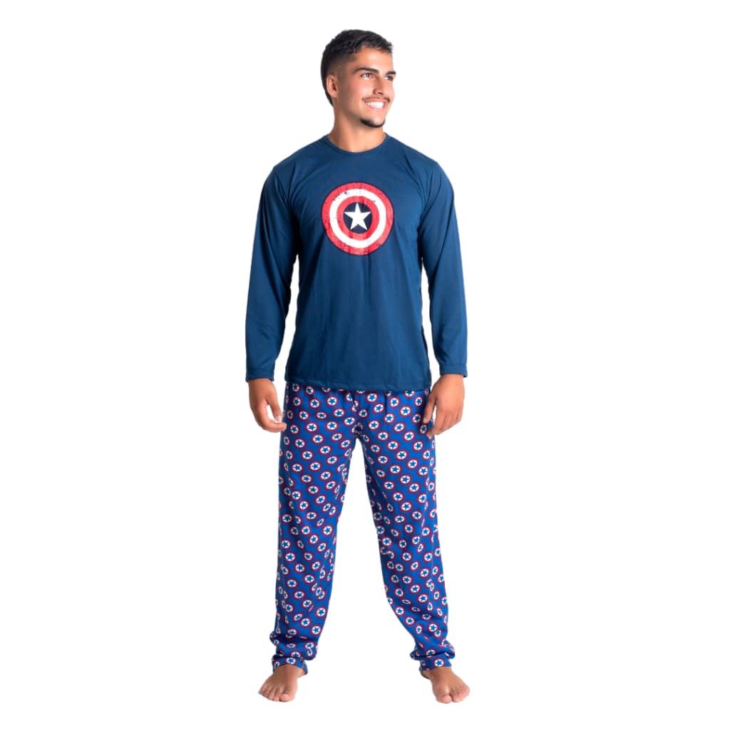 Pijama Longo Masculino Herói Manga comprida Inverno Adulto 326