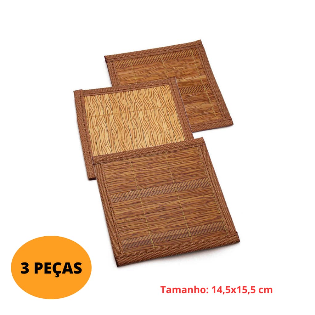 Kit com 3 Apoios em Bambu Para Panelas e Travessas Suporte Bambu Mesa Panelas Fogão EcoTrivet Trio