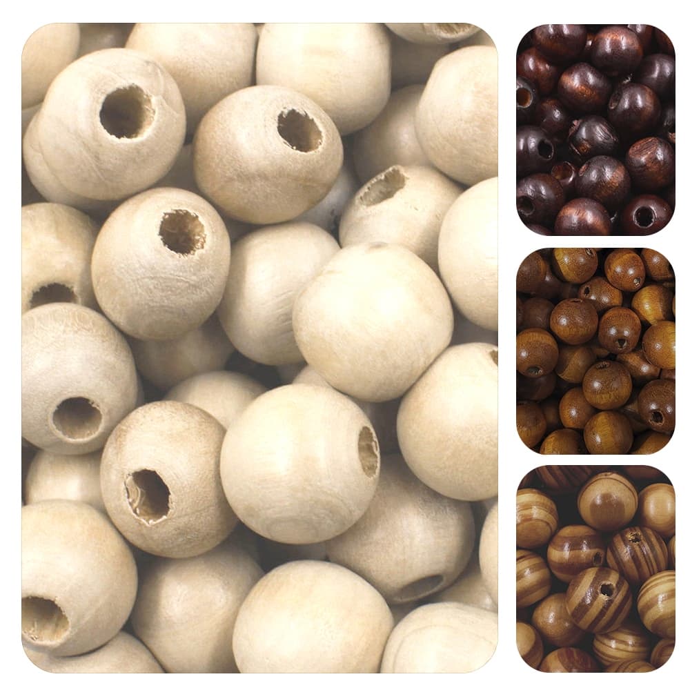 Miçanga/Bola em Madeira 12mm Terço Artesanato DIY - Escolha entre 100g, 200g e 500g