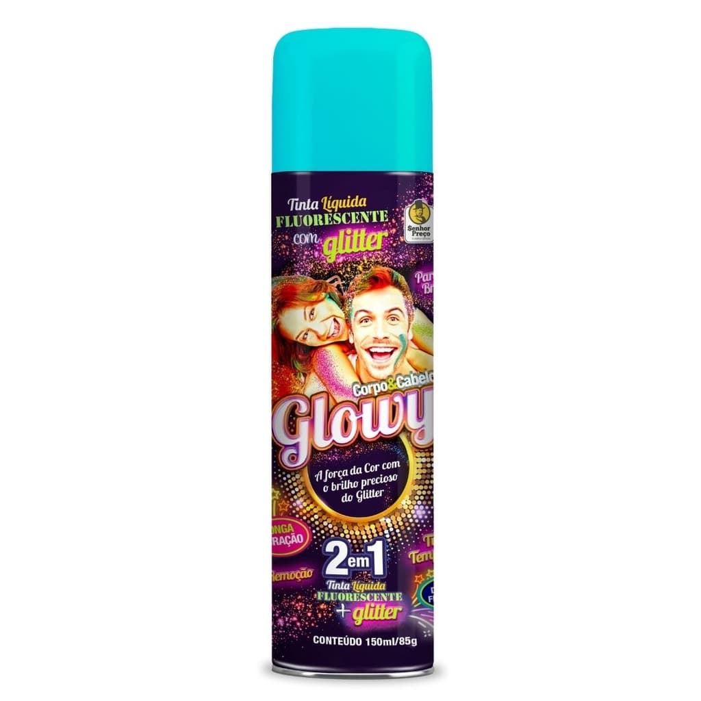 Tinta com Glitter Azul Claro para Cabelo, Corpo e Tecido