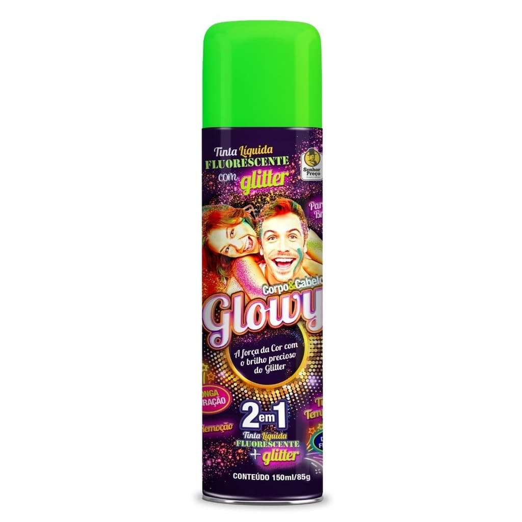 Tinta com Glitter Verde para Cabelo, Corpo e Tecido