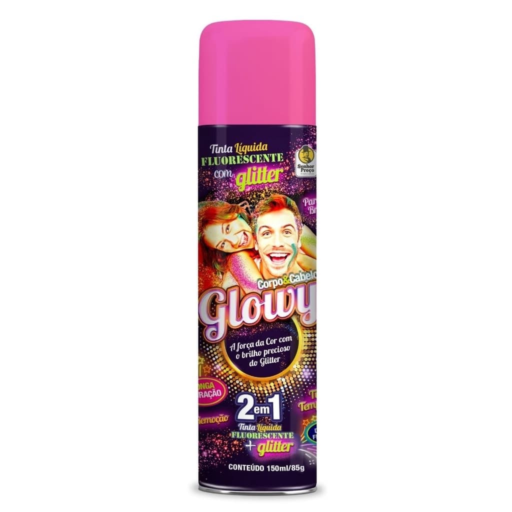 Tinta com Glitter Rosa para Cabelo, Corpo e Tecido