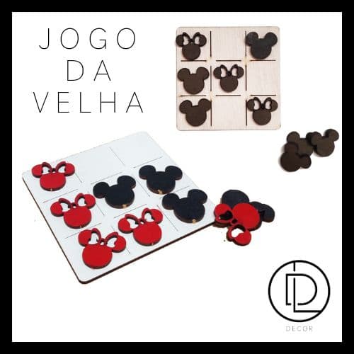 Kit 10 Tabuleiros Mickey Minnie Jogo da Velha 10cm PERSONALIZADO COM NOME / Tabuleiro em MDF para Lembrancinhas de Festa