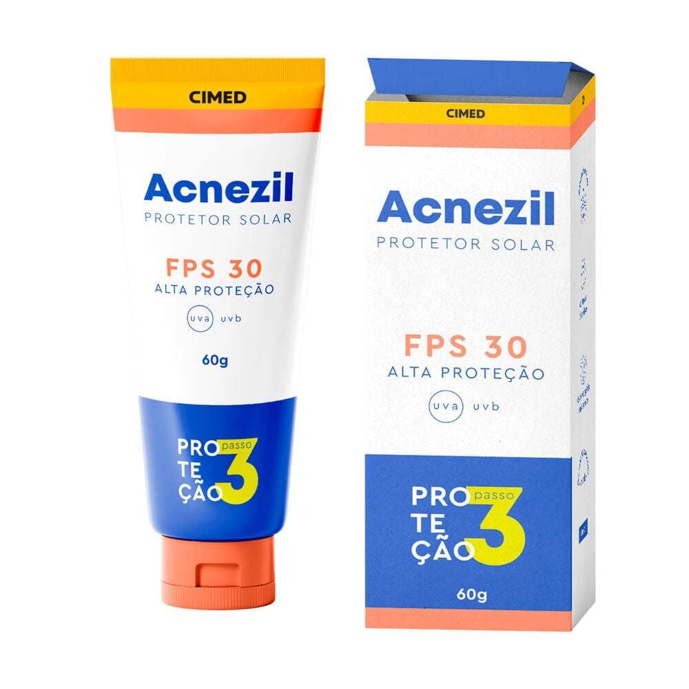 Protetor Solar Facial Acnezil cimed FPS 30 Oil Control 60Gr
