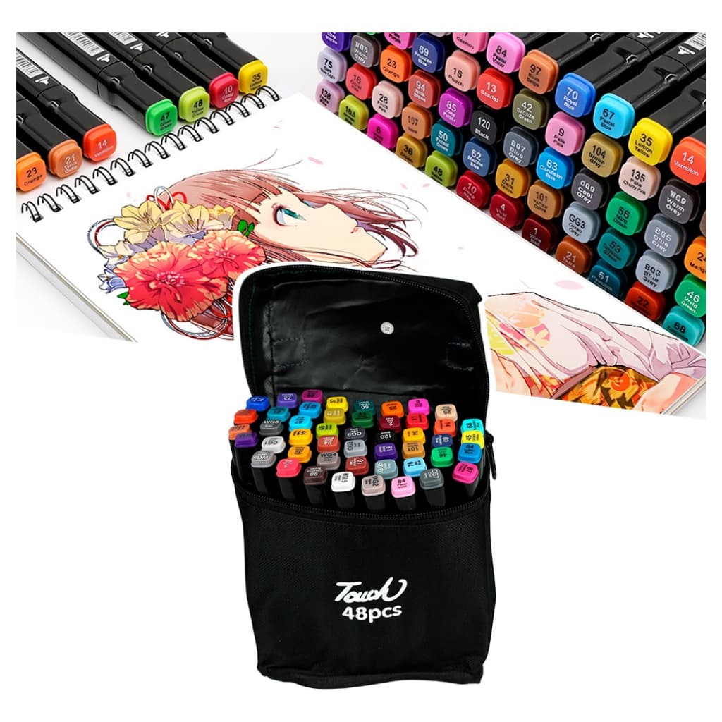 Kit Canetinhas + estojo ponta dupla canetinhas escola canetas gel marca textos canetas ilustração