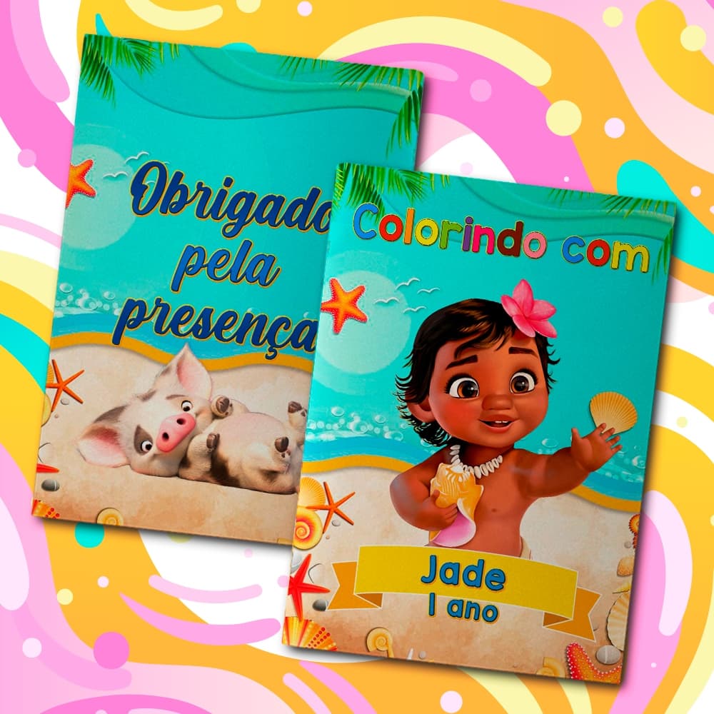 Livreto 8 Paginas Para Colorir Festa Infantil Tema Personalizado Moana Baby Livrinho