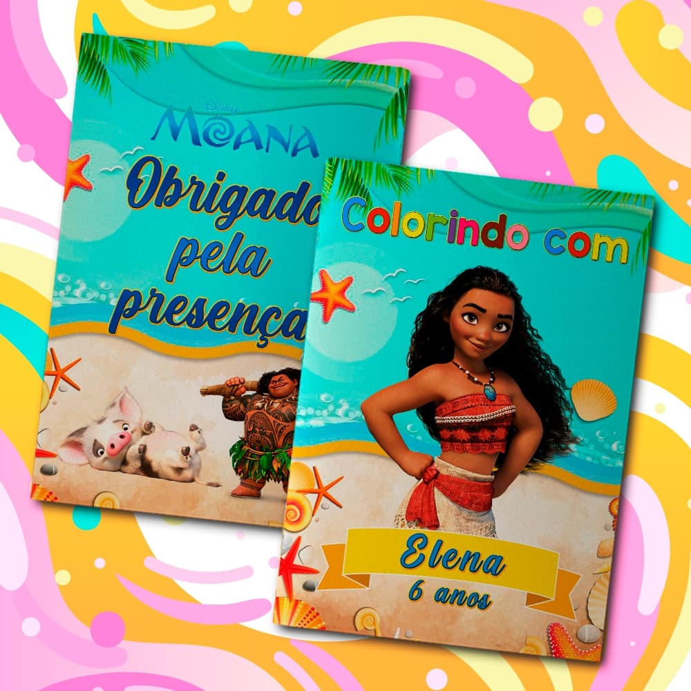 Livreto 8 Paginas Para Colorir Festa Infantil Tema Personalizado Moana Livrinho