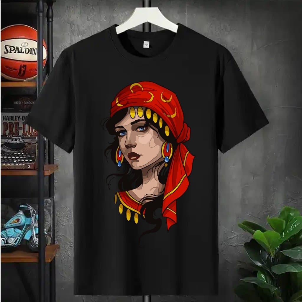 Camiseta Masculina Algodão Tradicional, Adulto, Infantil e Plus Size, Cigana