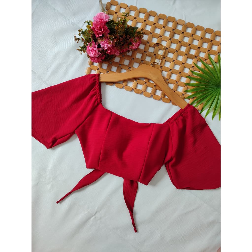 YWX MODAS  blusa cropped feminina de duna com manga com bojo  crop-5