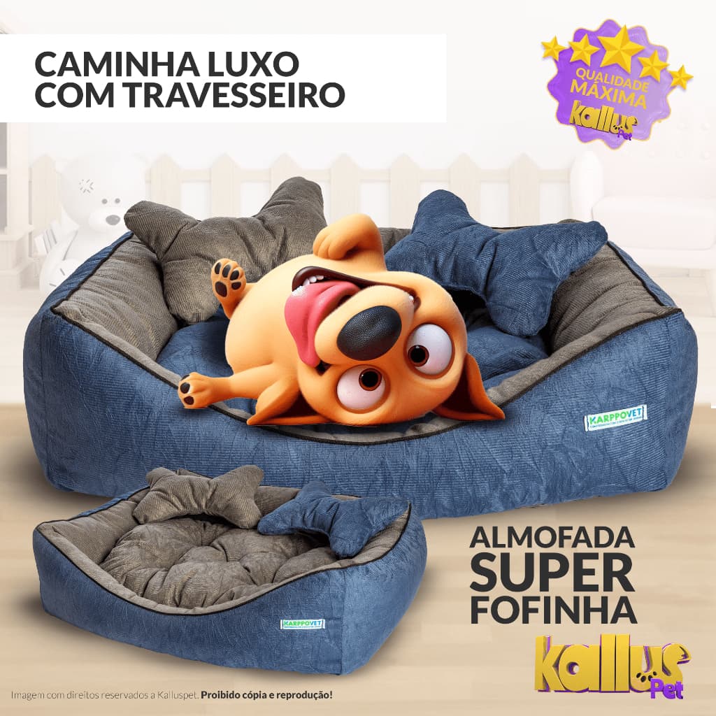 Cama para Cachorro ou Gato caminha pet luxo dupla face com almofadas