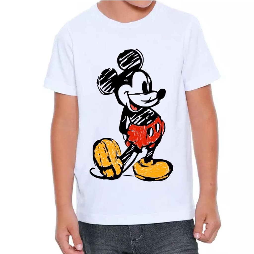 Linda Camiseta Mickey mouse Desenho animado T-shirt Camisa unissex Infantil e Adulto Blusa Envio rapido