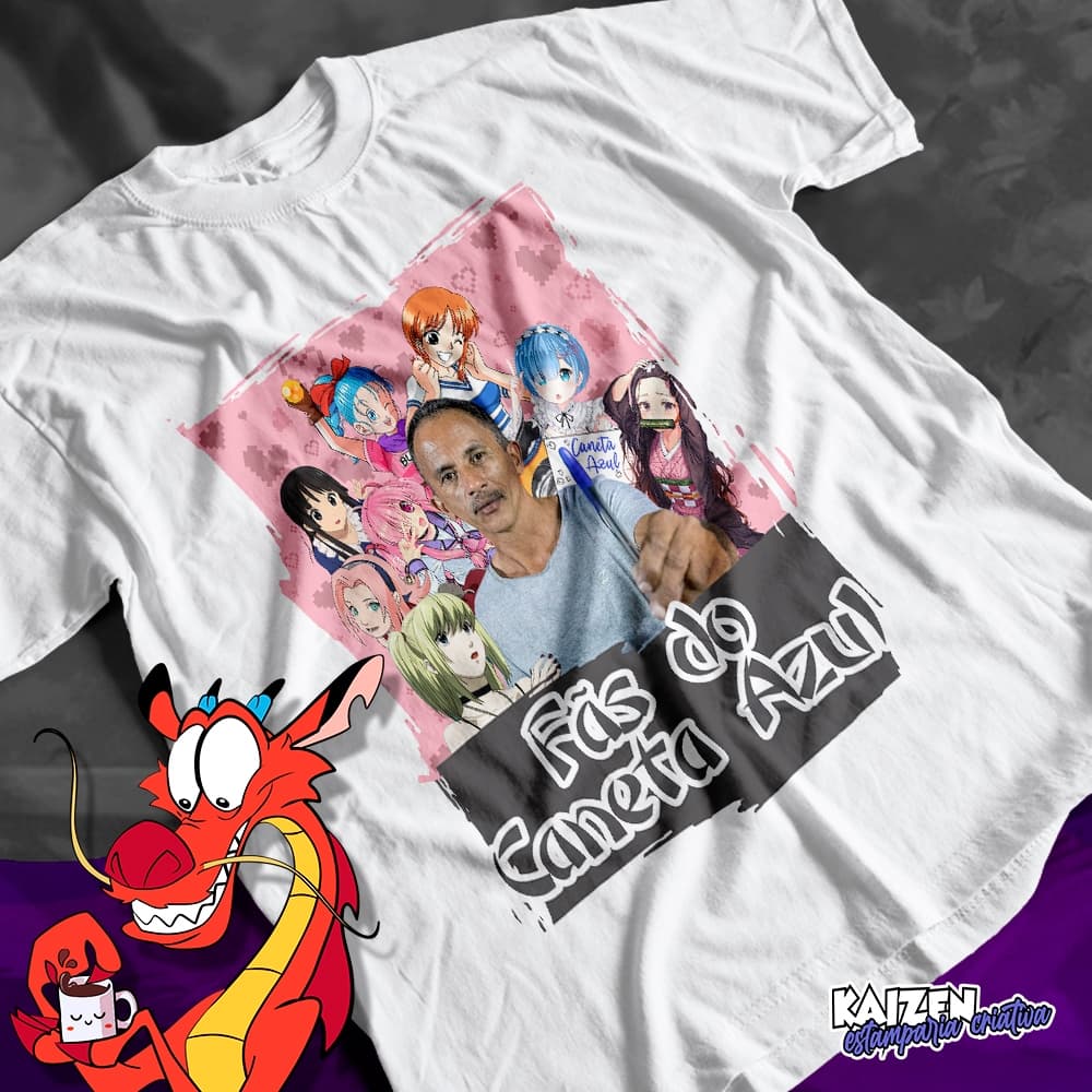 Camiseta Meme - Manoel Tsé Gomes - Fãs do Caneta Azul - Anime - Poliéster