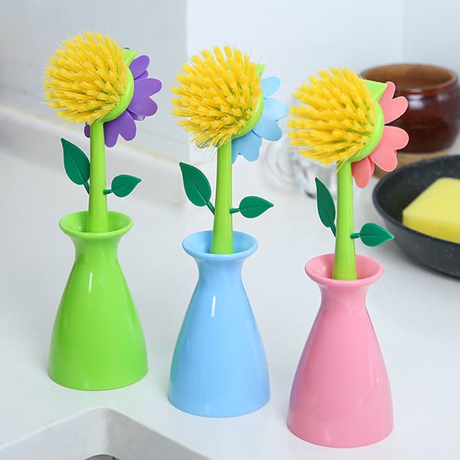 Escova de Limpeza + Suporte Multiuso Formato de Flor