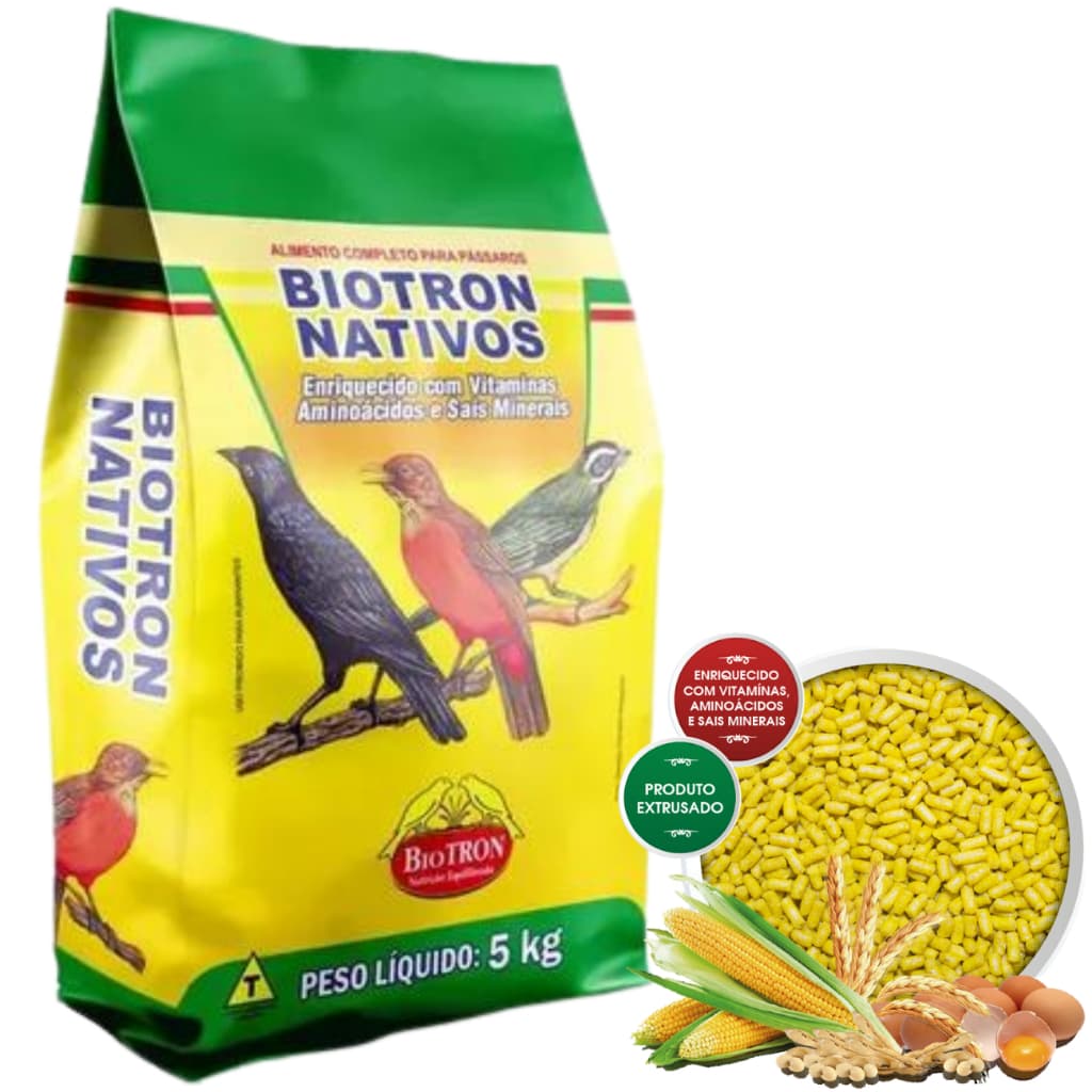 Nativos 1 kg - Racao Biotron Nativos 1 kg - Trinca Ferro, Sabiá, Azulão, Passaro preto