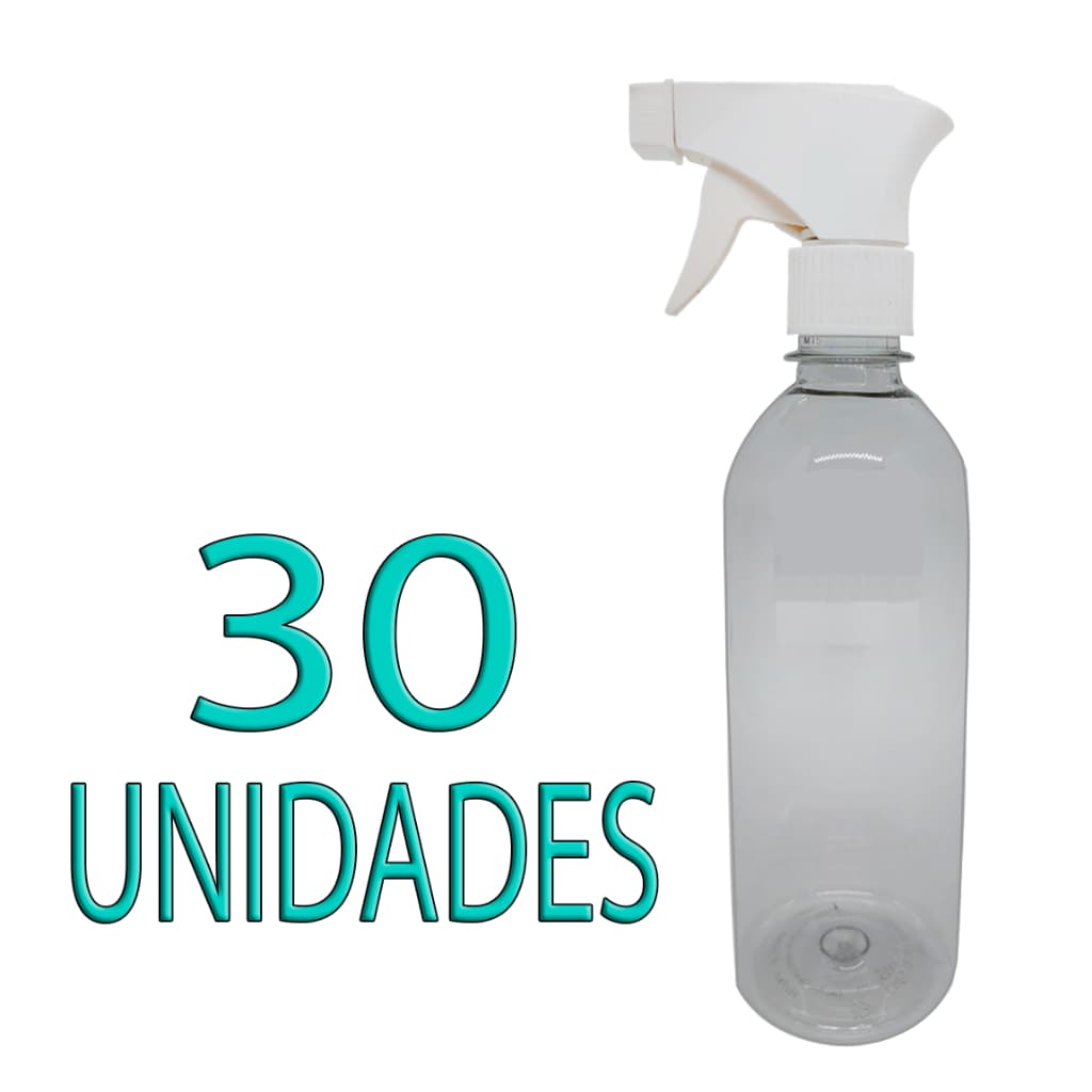 Garrafinhas Pet Cilíndricas para Spray Borrifador 500ml 30 Unidades