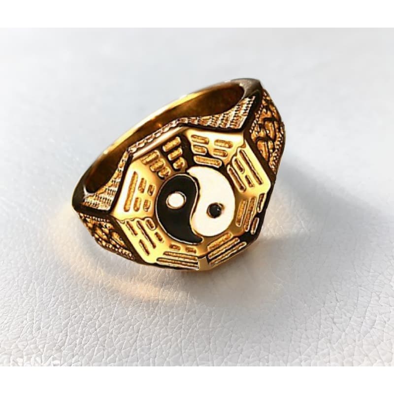 ANEL YIN YANG AÇO INOX DOURADO