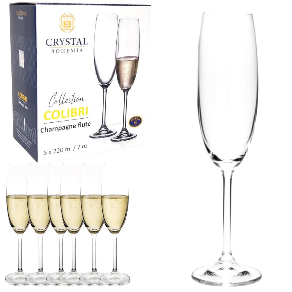 6 Taças Cristal Titanium Champanhe 220ml Bohemia Espumante Cor Transparente