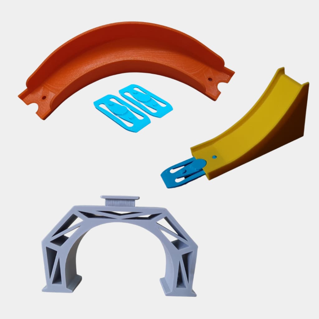 Kit Curva 90 + Rampa + Ponte Para Pistas Hot Wheels