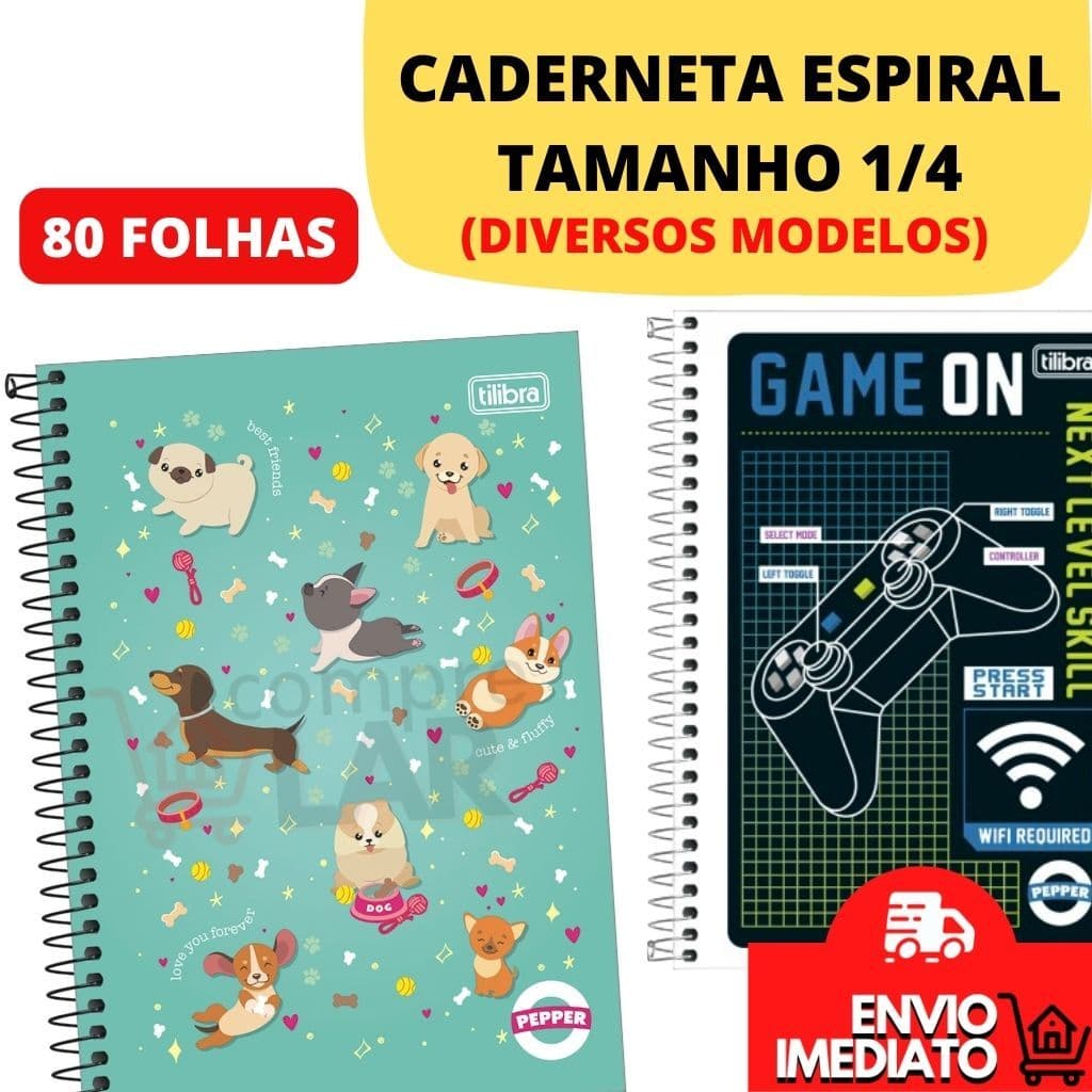 Caderneta Tamanho 1/4 Com Espiral Com Pauta 80 Folhas Tilibra Diversos Modelos 20x14cm