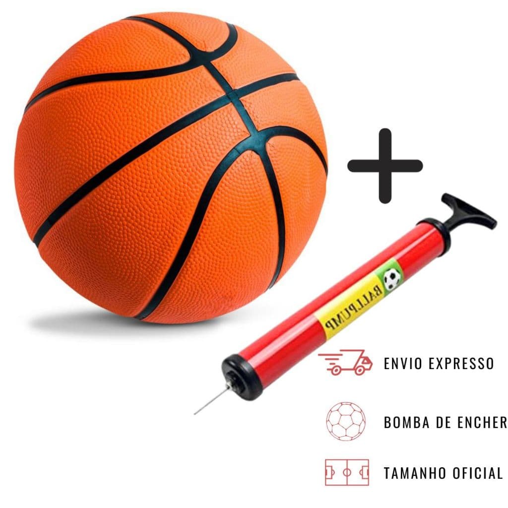 Bola de Basquete Tamanho Oficial N°7 + Bomba de Encher