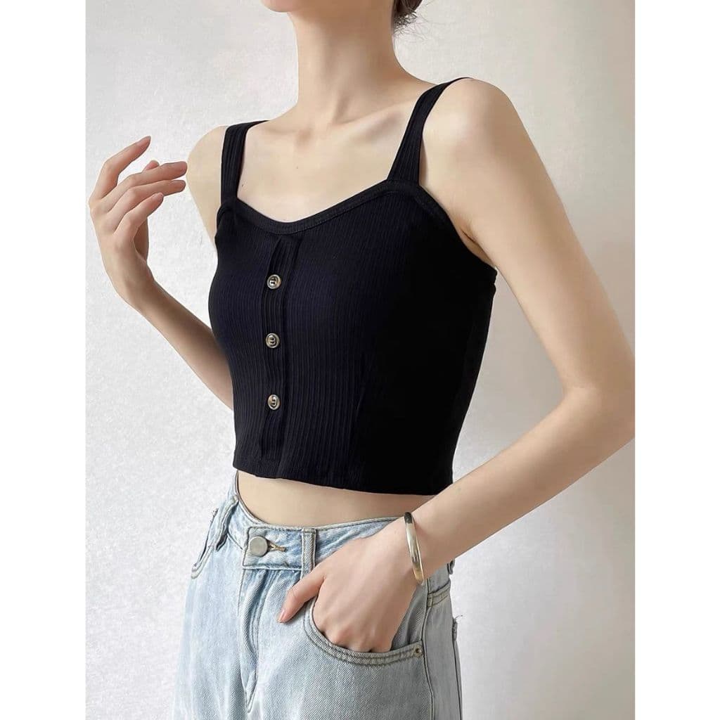 Colete curto de algodão com rosca, roupa externa feminina, suspensório francês sem mangas, top fino-2281