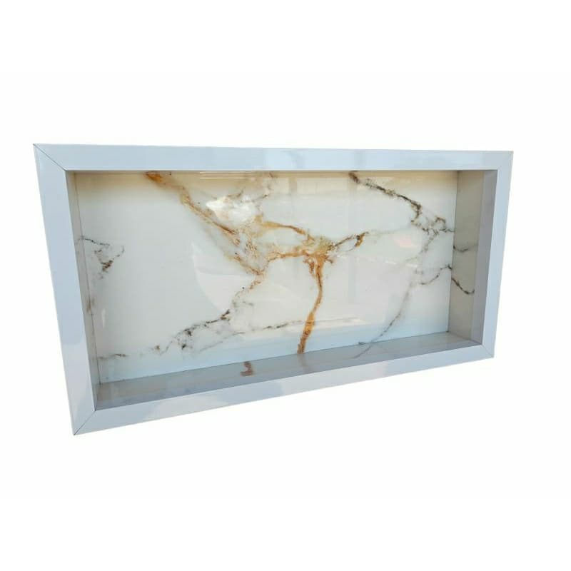 Nicho De Porcelanato Branco Marmo Douro Polido  30x60cm