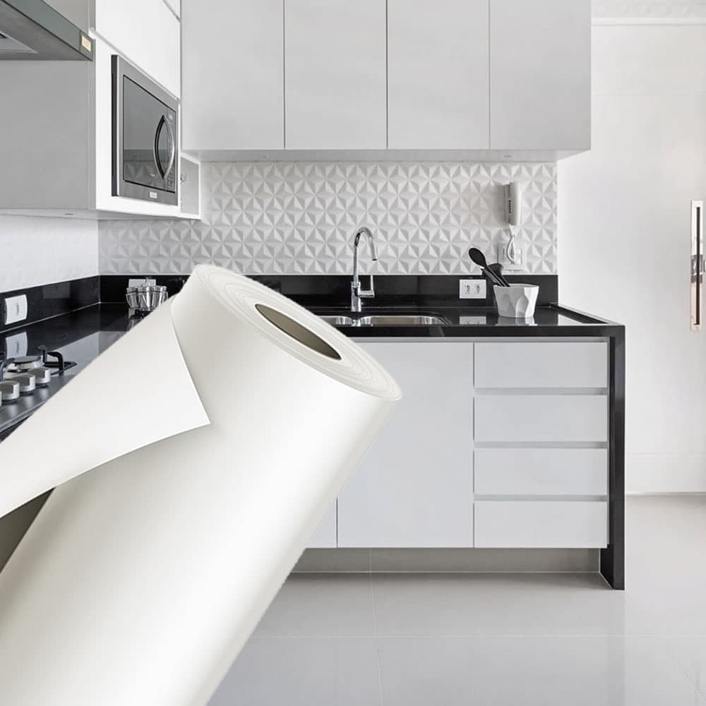 Papéis de Parede Decoração 5 METROS x 45CM Adesivo Autocolante GEOMÉTRICO Sala, Branco