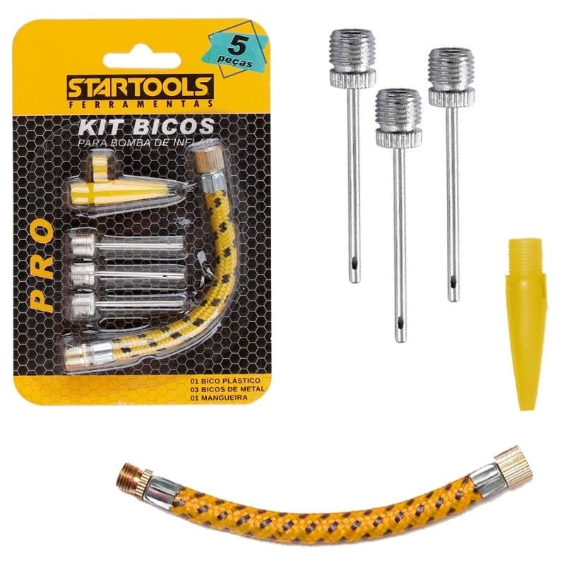 kit bico pra bolas de futebol vôlei basquete infláveis com 5 peças