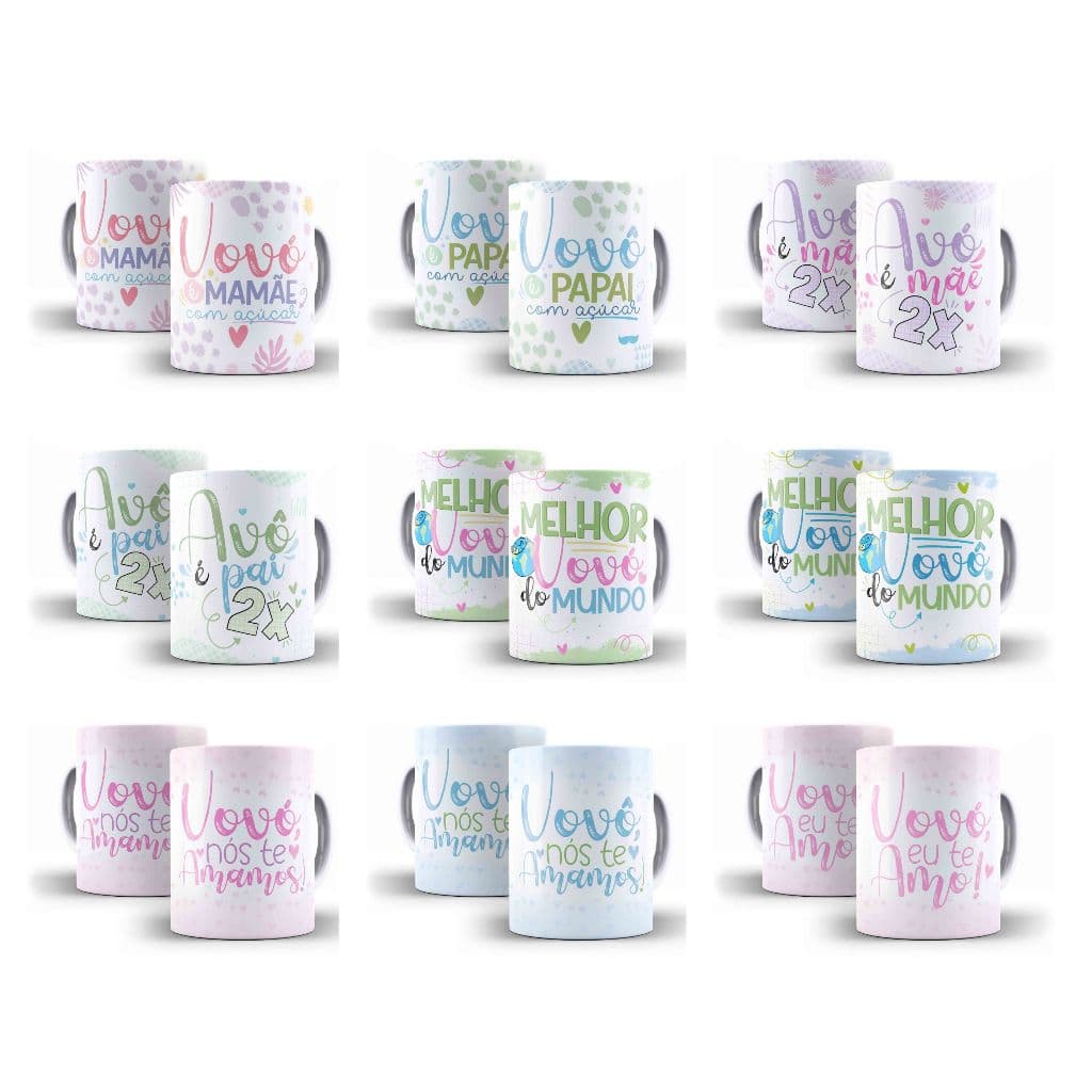 Caneca Vovô Vovó Avós Personalizada para Avô e Avó de Porcelana Vários Modelos para Presente Vô e Vó