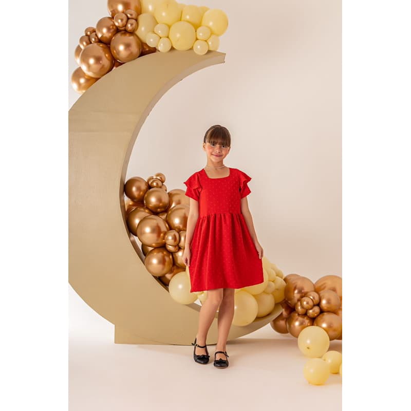 Vestido infantil natal 4 a 14 anos | vestido vermelho infantil | roupa infantil natal
