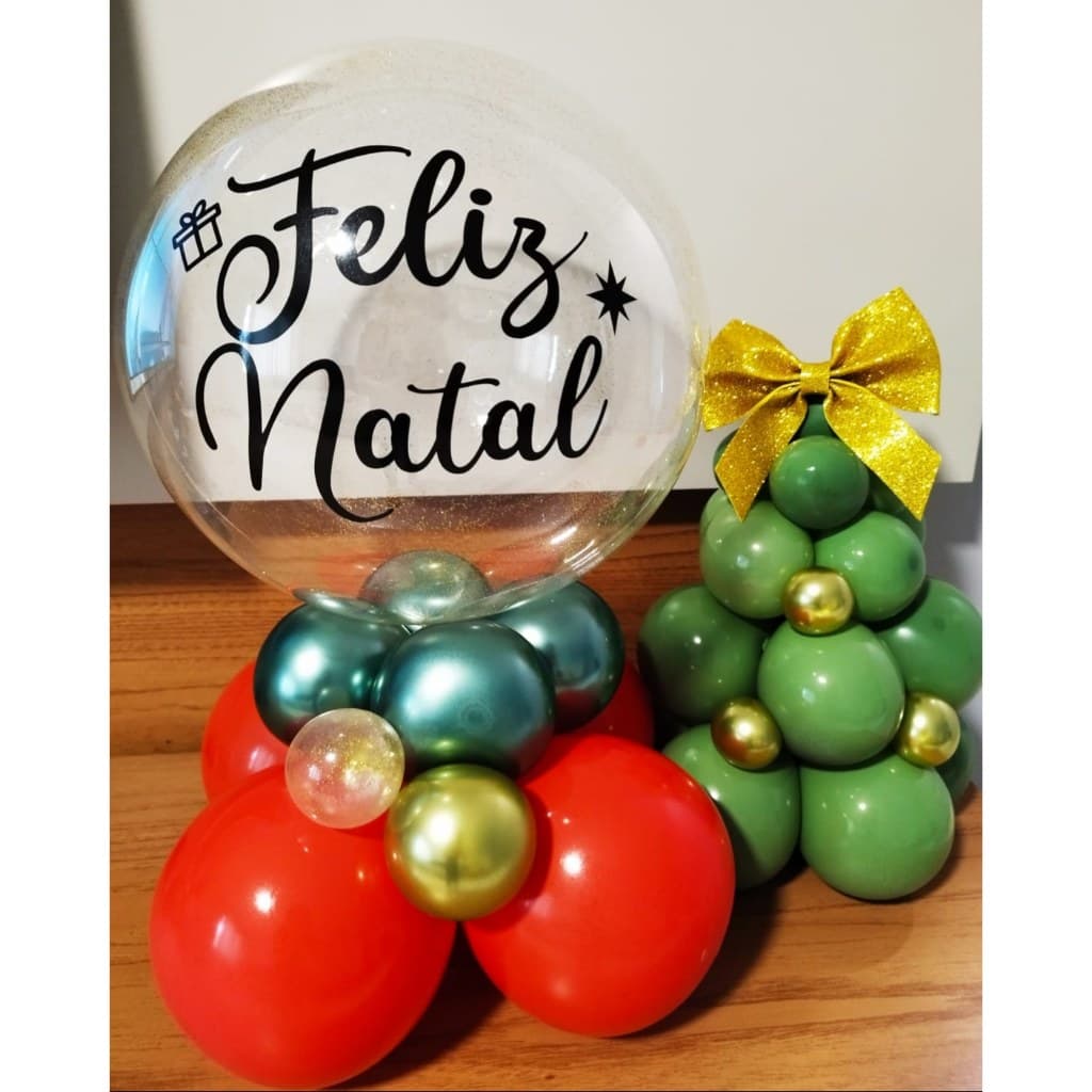 Adesivo Feliz Natal em Vinil Para balões bolha e bexigas 18" a 24"