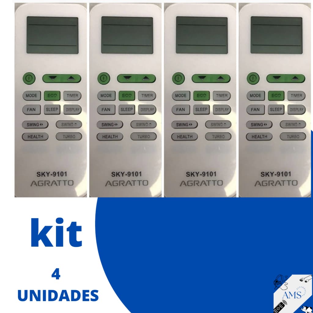KIT CONTROLE REMOTO COMPATÍVEL AR CONDICIONADO AGRATTO